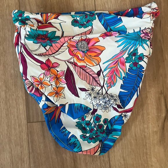 PROFILE BY GOTTEX high waist white floral multicolor full coverage swim bottoms - Picture 4 of 5